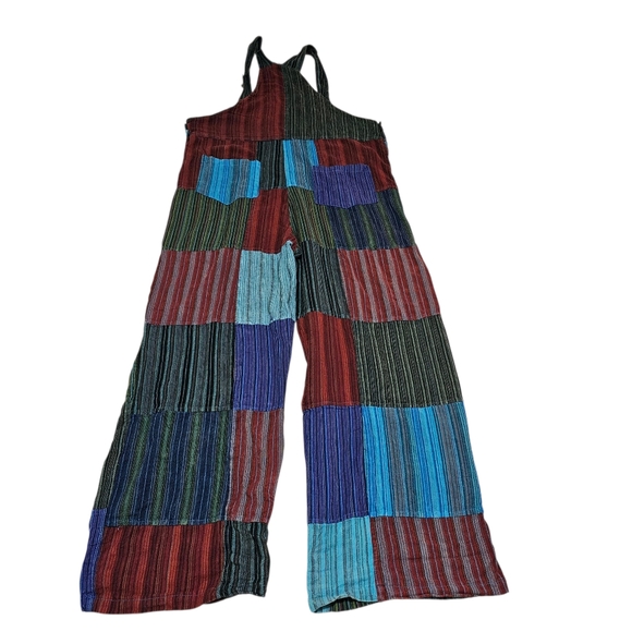 Jayli Boho Colorful Patchwork Overalls Jumpsuit Wide Leg Lightweight Large - Picture 4 of 16